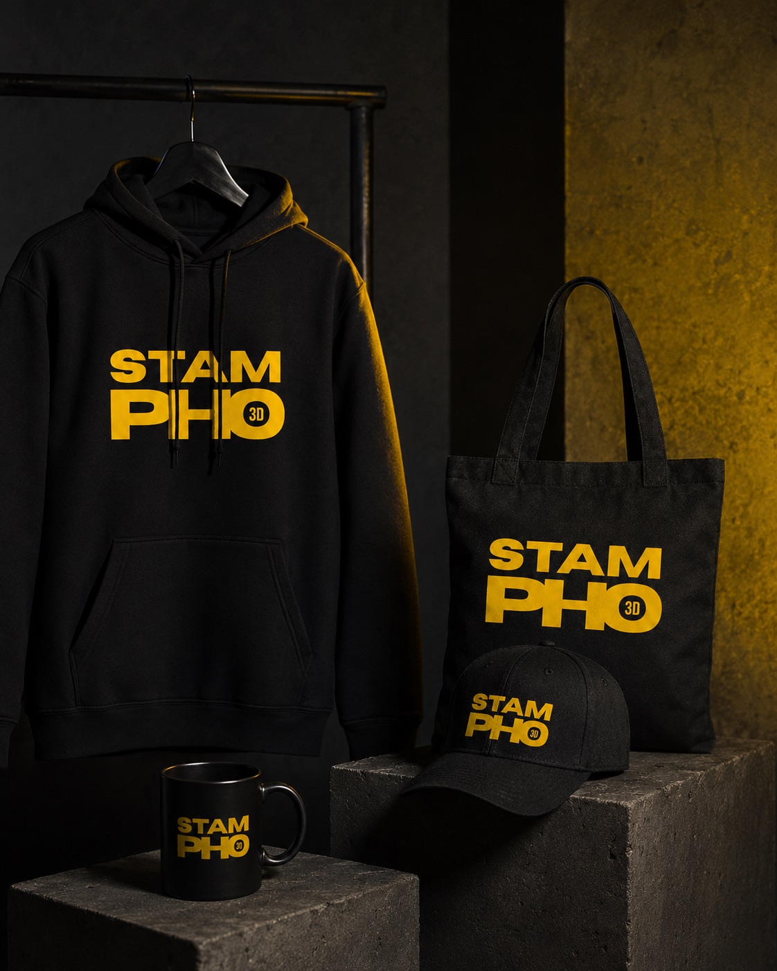 Felpa, shopper, cappellino e mug personalizzati STAM PHO 3D